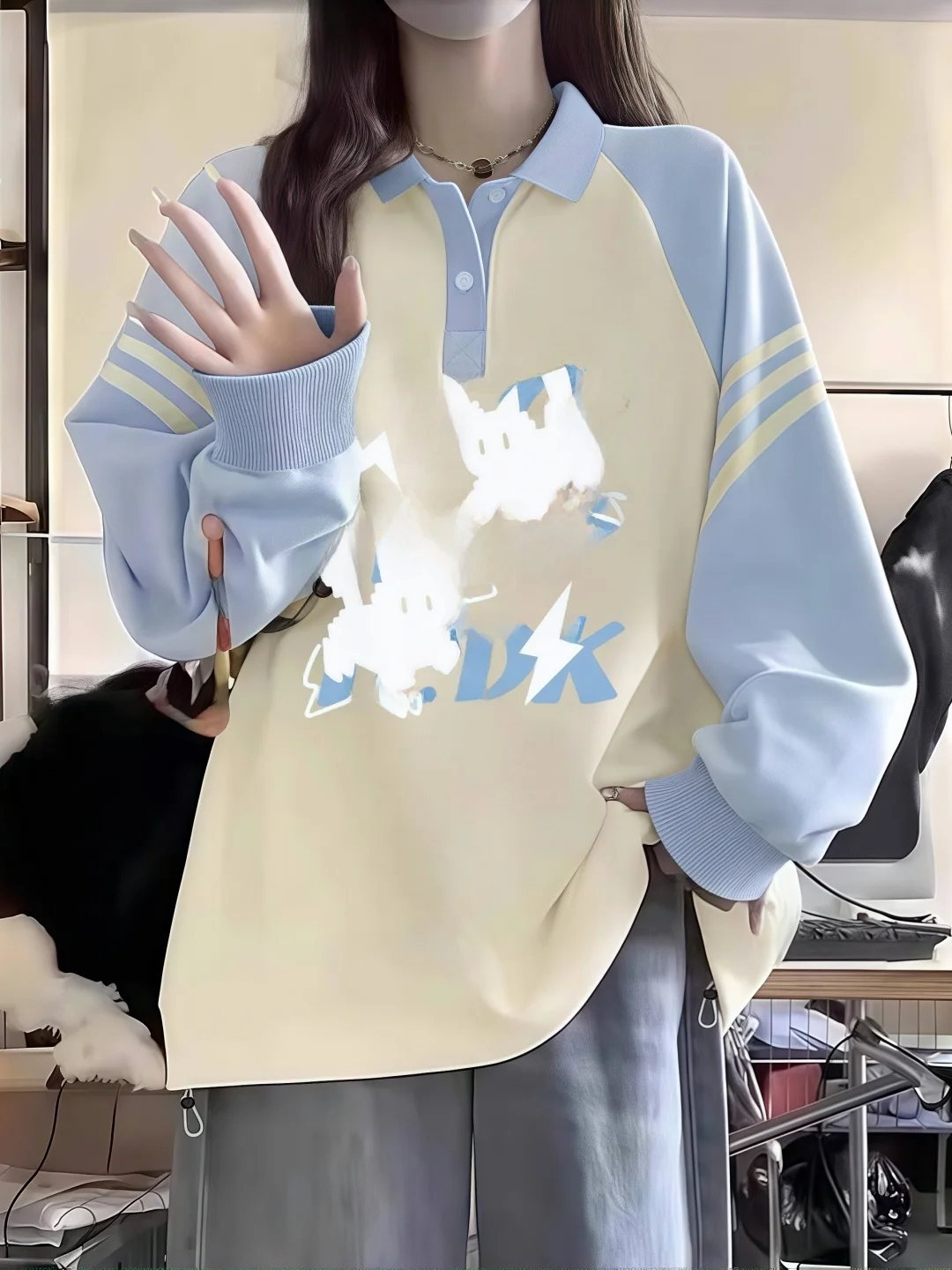 

Sweet And Salty Girl Sweatshirt Spring Autumn Winter New 2026 Thin Collar Top High Middle School Student College Style