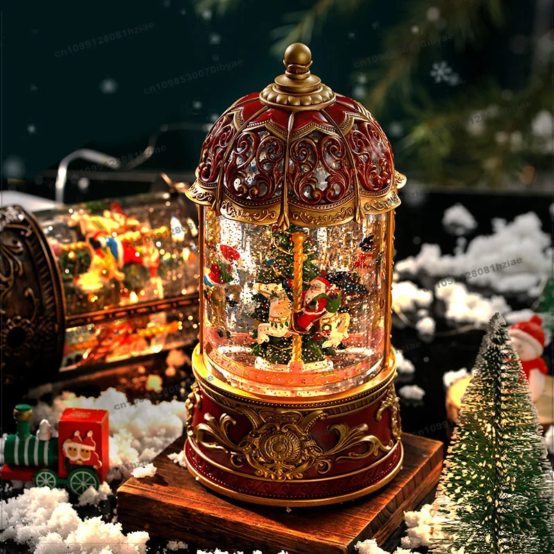 Suitable for 2pcs Christmas Carousel Old Man Tree Music Box Crystal Ball Music Box Piaoxue Children's Birthday Gift Vintage