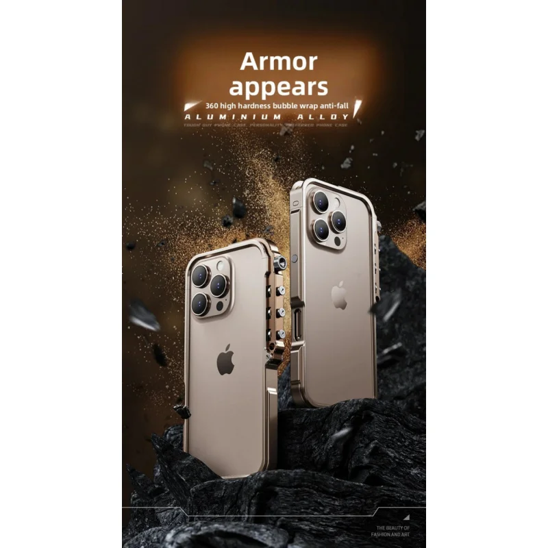 Dla iPhone 17 ProMax nowy model (2025)/17Pro/17 Air/17 pokrywa nowe ramię robota metalowa rama anty-upadek iPhone 16 Pro etui ochronne