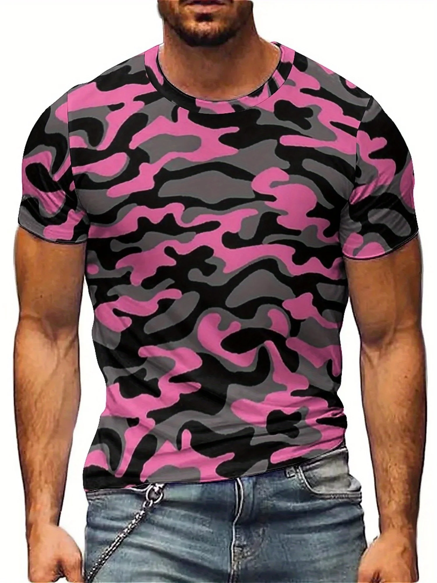 

Men's Gothic Dark Camouflage 3D Printed T-Shirt - Breathable Regular Fit Short Sleeve Tee for Parties, Carnivals & Casual Wear