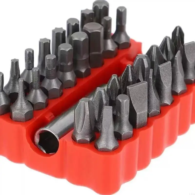 L43A 32 Slot Screwdriver Bit Rack Set, 4 Piece Bit Holder PVC Drawer Storage