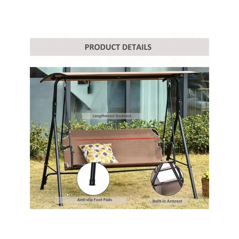 

2-Seat Outdoor Swing Chair - Brown for Patio, Garden or Porch, Comfortable Design, Stylish and Durable