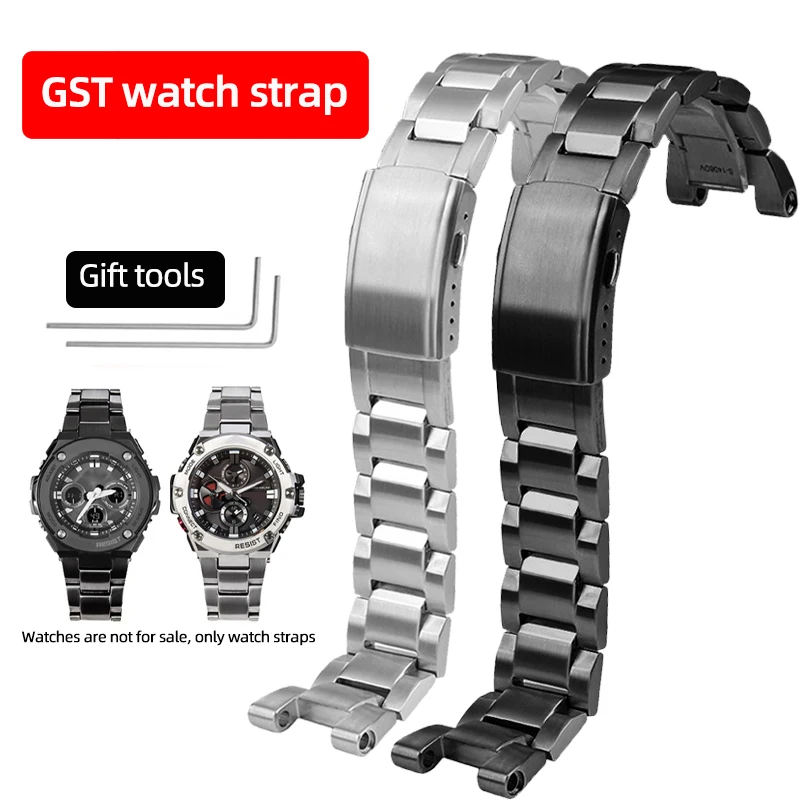 High quality stainless steel strap for Casio Steel Heart GST-B100 GST-S110 GST-W300 GST-410 GST-210 special strap men's bracelet