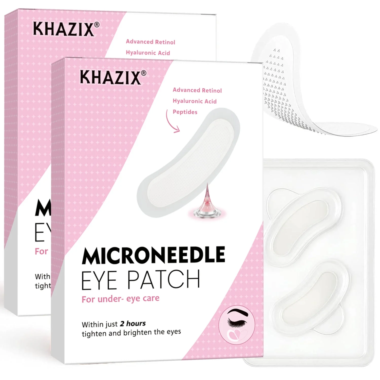 Retinol Microneedle Eye Patches with Hyaluronic Acid & Firming Peptides,for Forehead, Eye Area, Crow's Feet & Smile Lines,1Pair. view 4