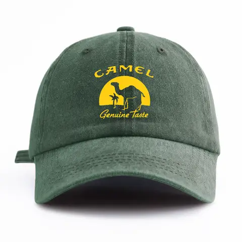 1pc CAMEL Print Washed Baseball Cap for Adults,Minimalist Retro Style Casual Soft Adjustable Dad Hat,Perfect As Gift