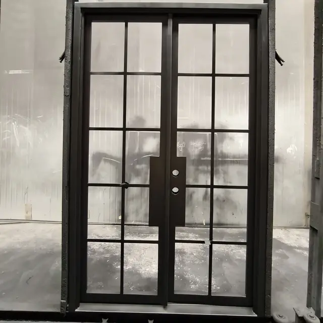 Household Entrance High Quality Aluminum Frame Glass French Double Door Rainproof French Doors Affordable French Hinged Doors 6