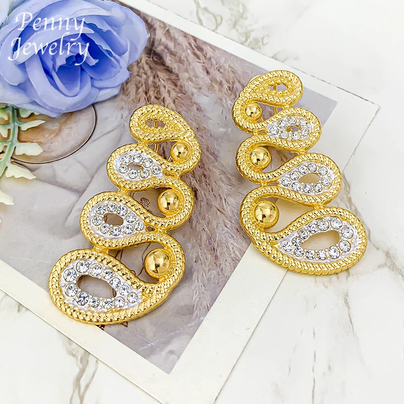 مجموعة مجوهرات فاخرة مطلية بالذهب عيار 18 قيراط في دبي وقلادة على شكل قطرة الماء وأقراط متدلية وسوار وخاتم هدايا حفلات الزفاف الأفريقية #4