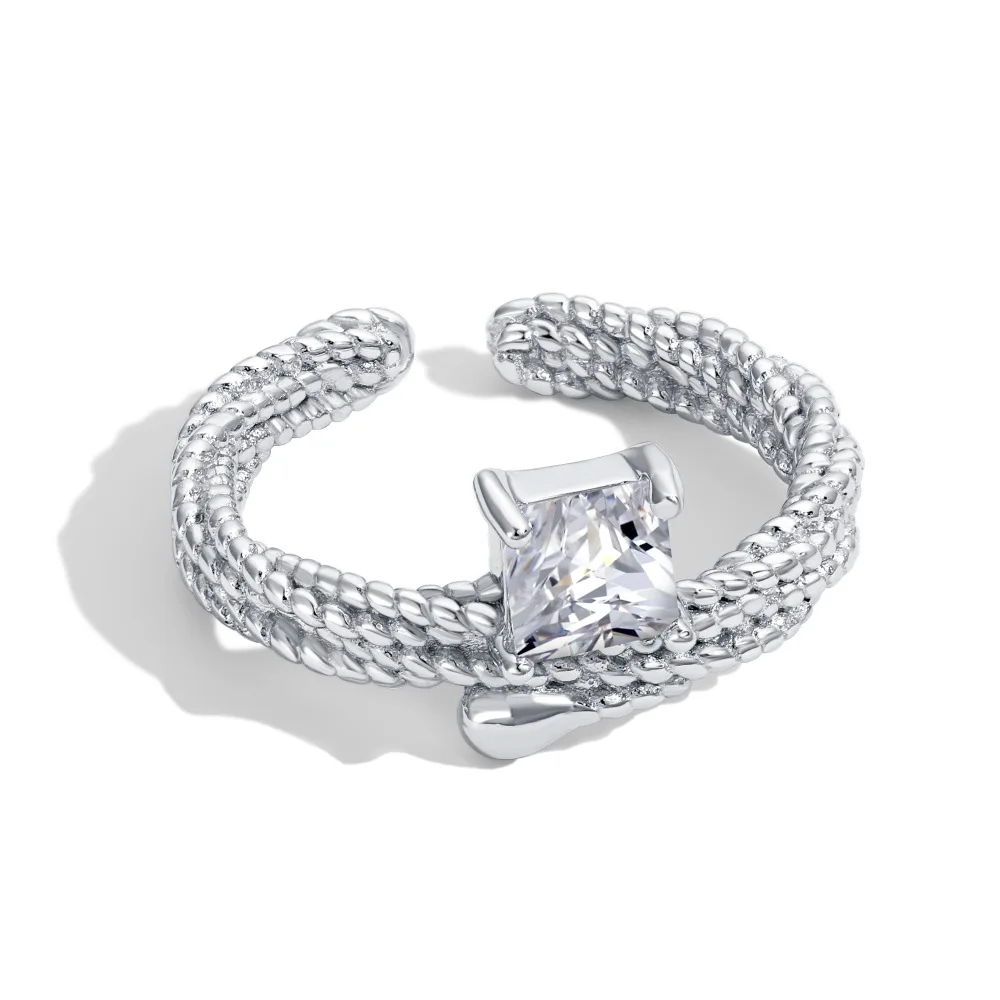 Bague en argent S925 pour femme, conception féminine, bague de personnalité de niche, ligne de fouet, torsion de pâte frite, mélange et match, ouverture réglable