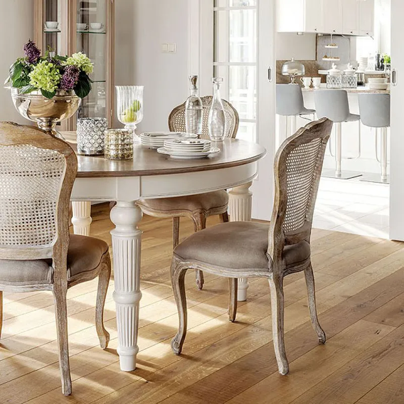French solid wood dining table Home high-end restaurant Eating round table