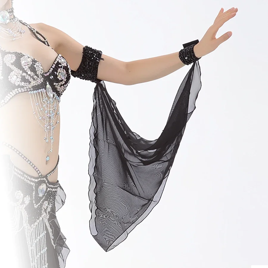 11 Colors Belly Dance Wear Accessories Oriental Dance Accessories Arm Sleeves Adjustable Chiffon Sequins Armbands (1 Piece Only)