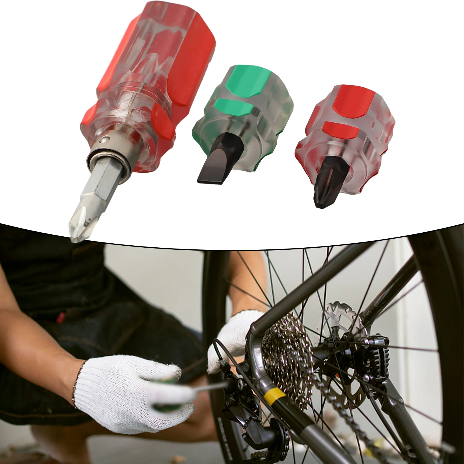 3Pcs Mini Short Screwdriver Flat Head Cross-Head 2-In-1 Anti-slip Handle Transparent Screwdriver Nutdrivers Hand Repairing Tools