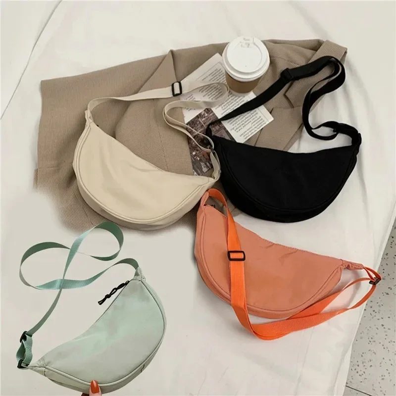 Bolsa Crossbody Hobo para Mulheres, Bolsa Casual Nylon Peito, Bolsa Cinto Meia Lua, Fanny Pack, Bolsa de Ombro, Bolsa Shopper Tote, Cintura, 2024