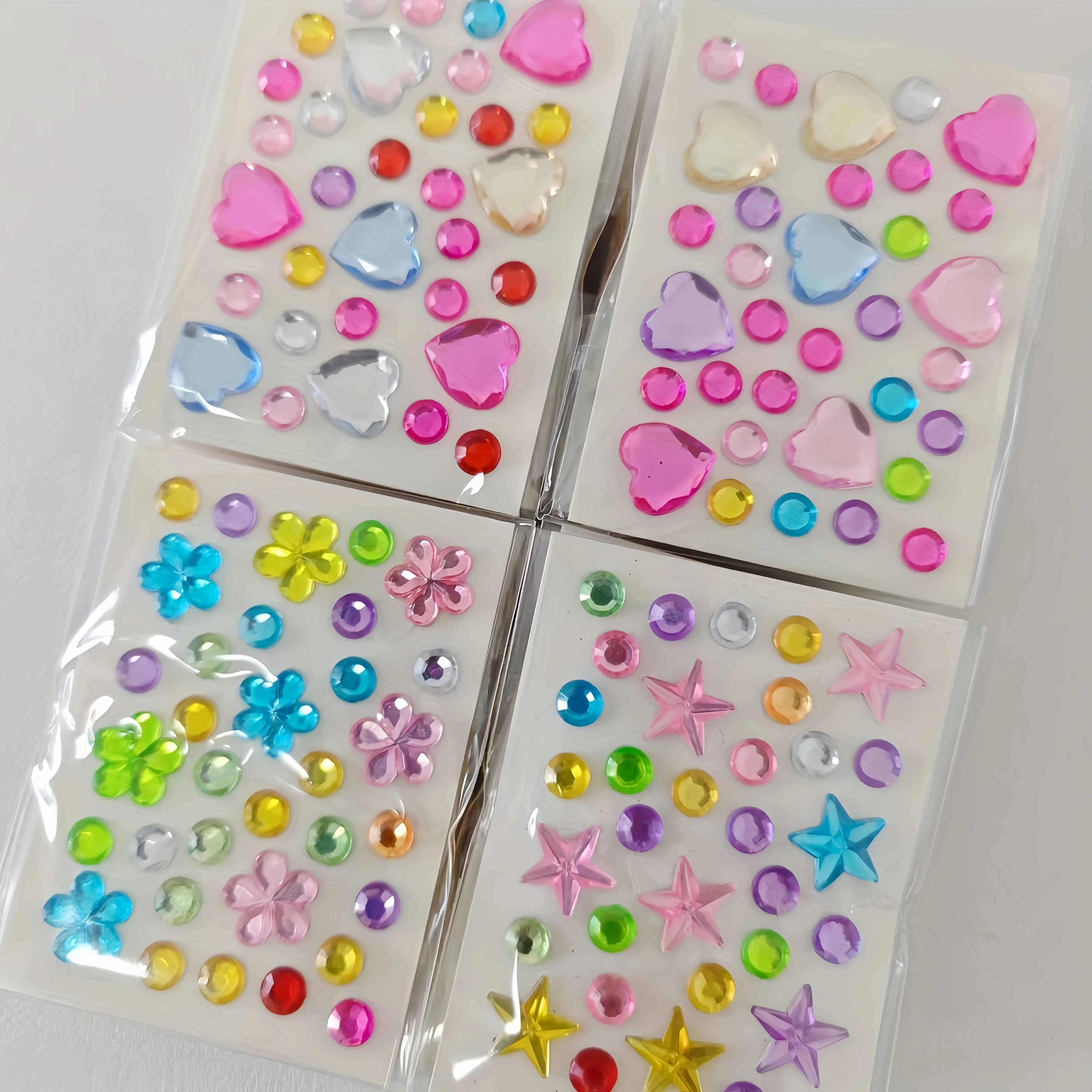 40 Packs of Mini Heart, Flower, and Star-Shaped Stickers - Crystal Decorations for Crafts, Gifts, and Decorations, DIY Stationery Stickers
