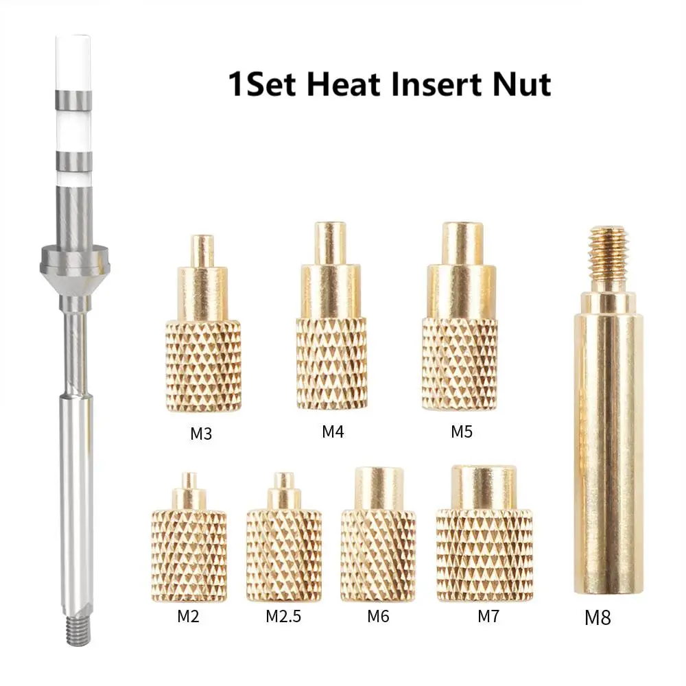 Warmte-inzetmoer IJzeren punt TS100 Soldeerboutpunt Inzetstuk Binnendraadkop M2-M8 Messing Hot Melt Insert Moer Insteekset