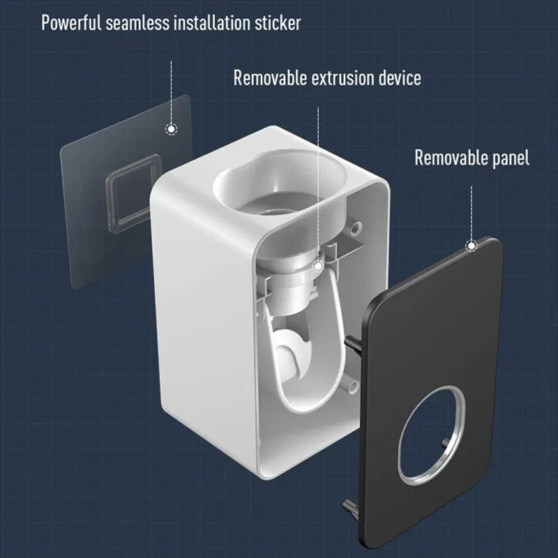 Toothpaste Dispenser Wall-Mounted Toothpaste Squeezer Dustproof Toothpaste Holder For Toothpaste Hole-free Wall Hanging