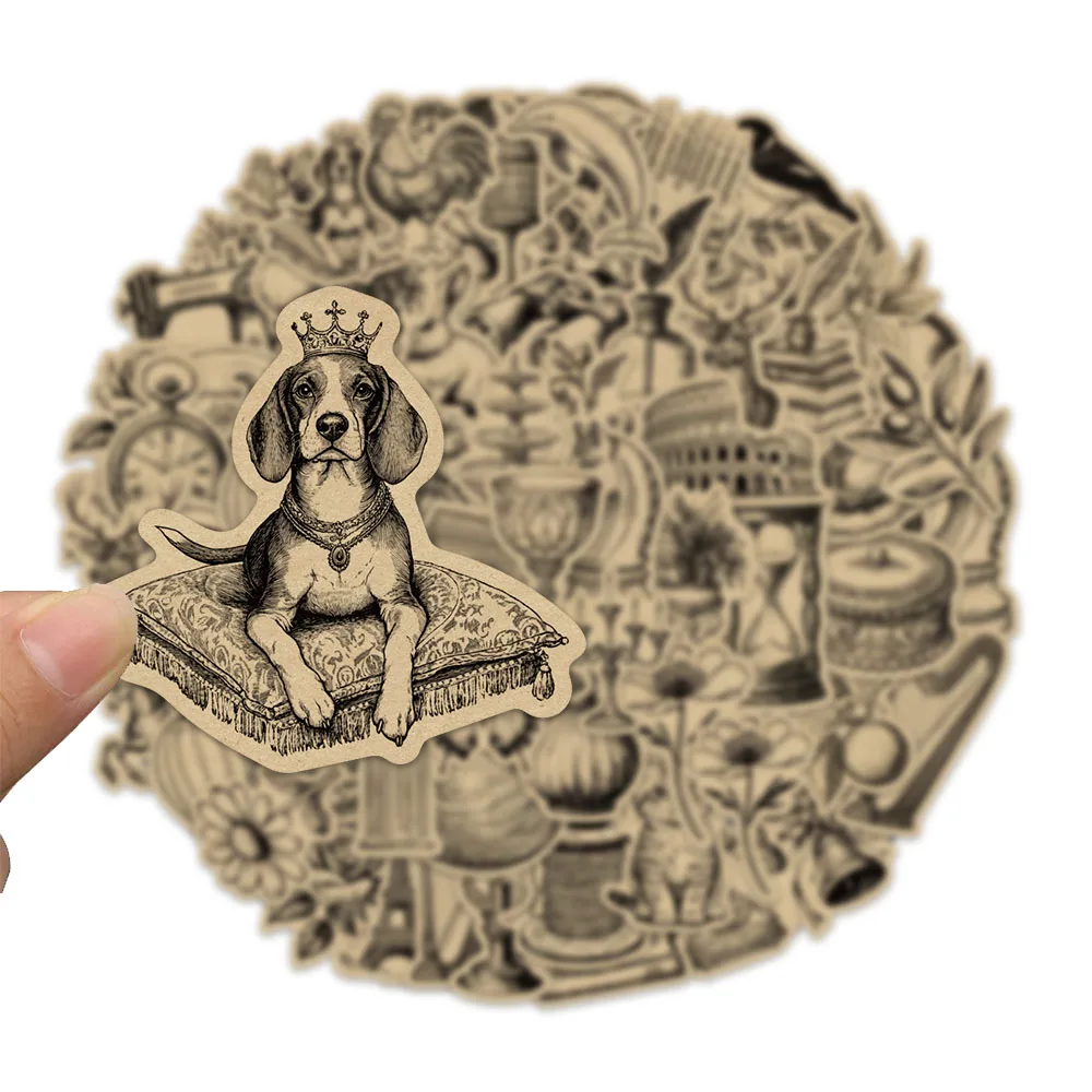 50PCS Retro Kraft Paper Graffiti Cartoon Stickers DIY Decorative Phone Cases Notebook Water Cups Waterproof Stickers
