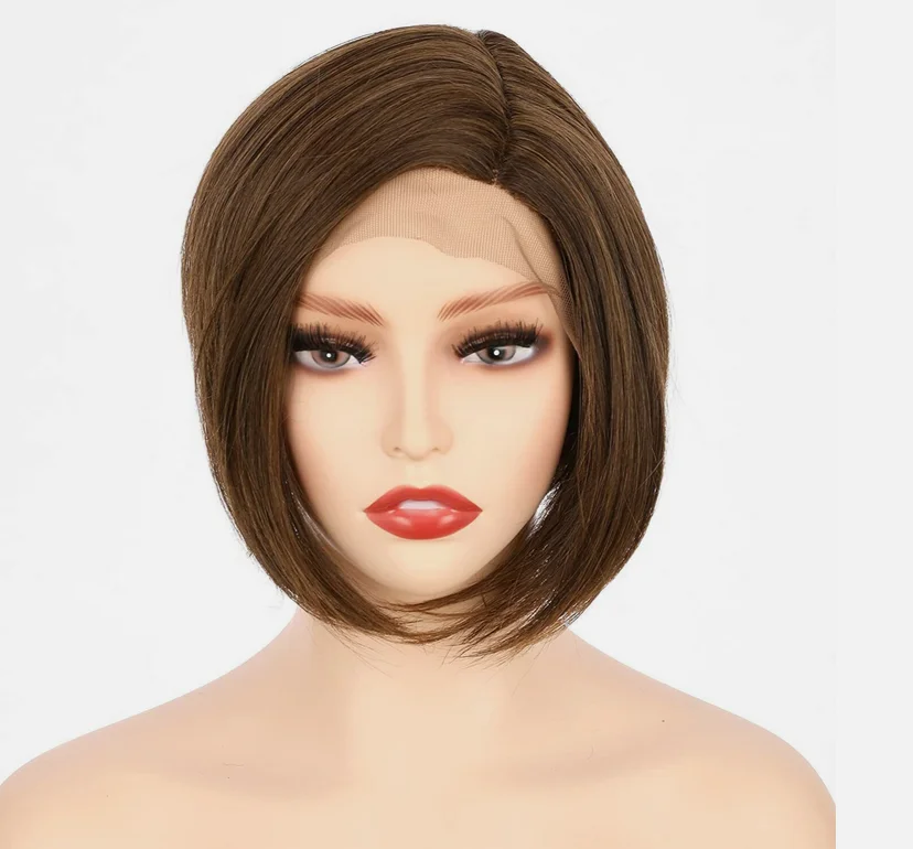 8 Inch Angled Layers Lace Front Relaxed Straight Bob Wig