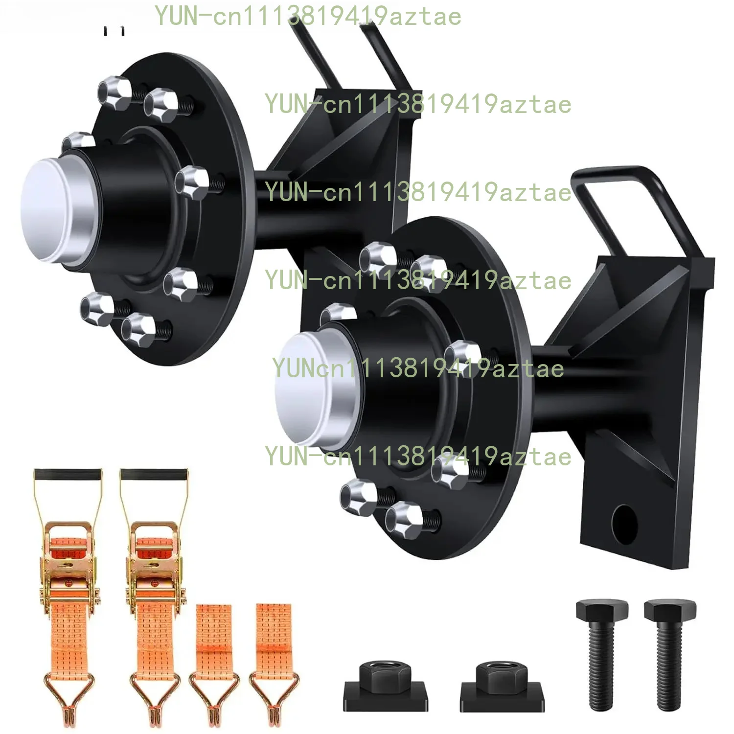 2-Pack Shipping Container Wheels Kit, 8-Lug Heavy Duty Container Axle with U-Shaped Handle