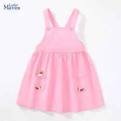 Little maven Autumn Costume Children's Clothing kids Clothes Baby Girls Sleevesless Cartoon Princess Strap Dresses Soft Cotton