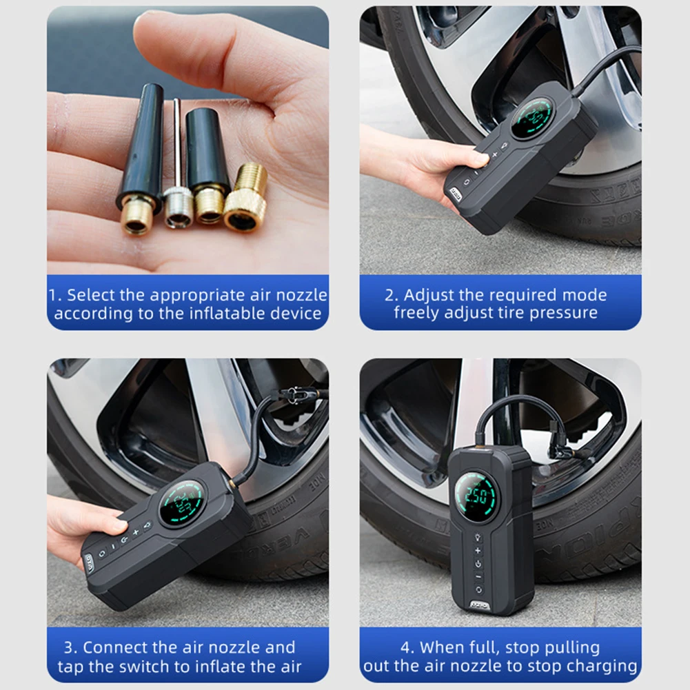 

Electric Tire Inflator 150 PSI Digital Cordless Car Tyre Inflator 12V 100W Wireless Air Compressor LCD Display for Bicycle Balls