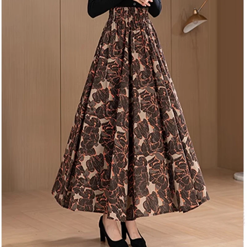 2024 Spring  Autumn Cotton Linen Casual Retro Vintage Elegant Women's Skirts Plus Size Maxi skirts for Women 4xl 5xl 6xl