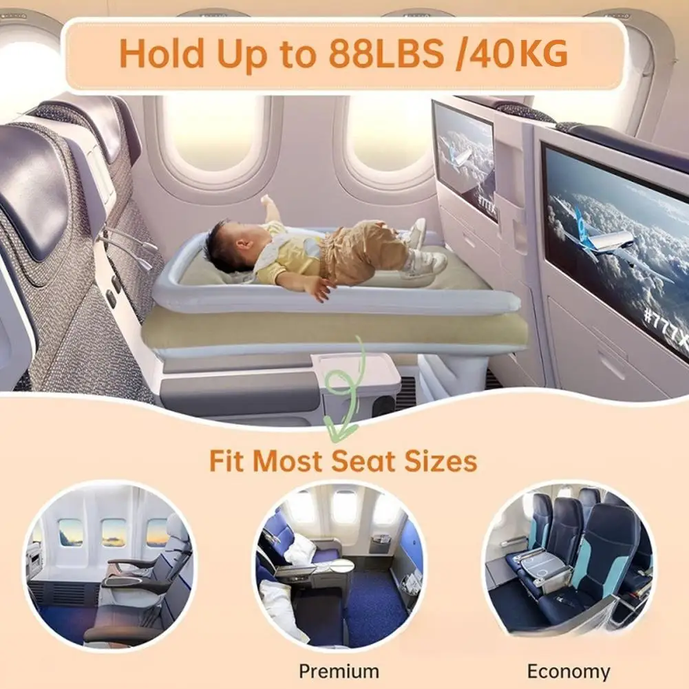 Inflatable Kids Car Travel Bed Rear Seat Air Mattress with Side Guardrail Portable Baby Sleeping Cushion for Road Trip view 4