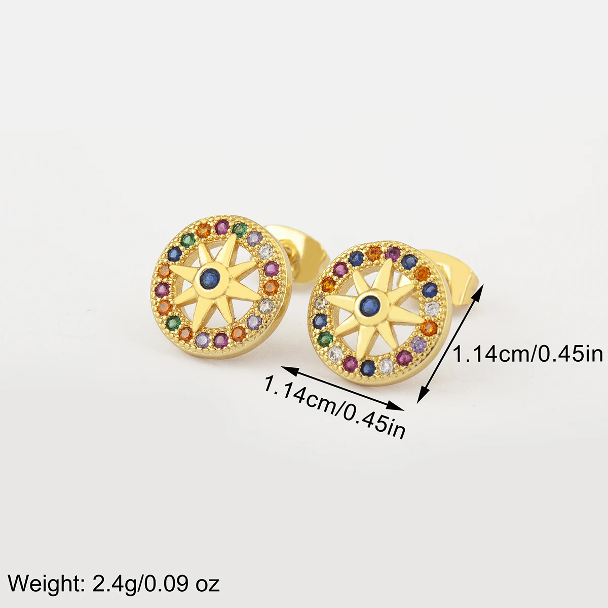 Nidin New Arrival Round Shape Shine Zircon Flower Stud Earrings For Women Female Fashion Versatile Delicate Jewelry Accessories