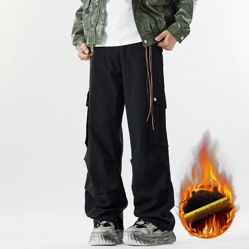 

Faionable Brown Paratrooper Workwear Pants Men's Casual Loose Street Sle Autumnal American High Street Faion Trousers