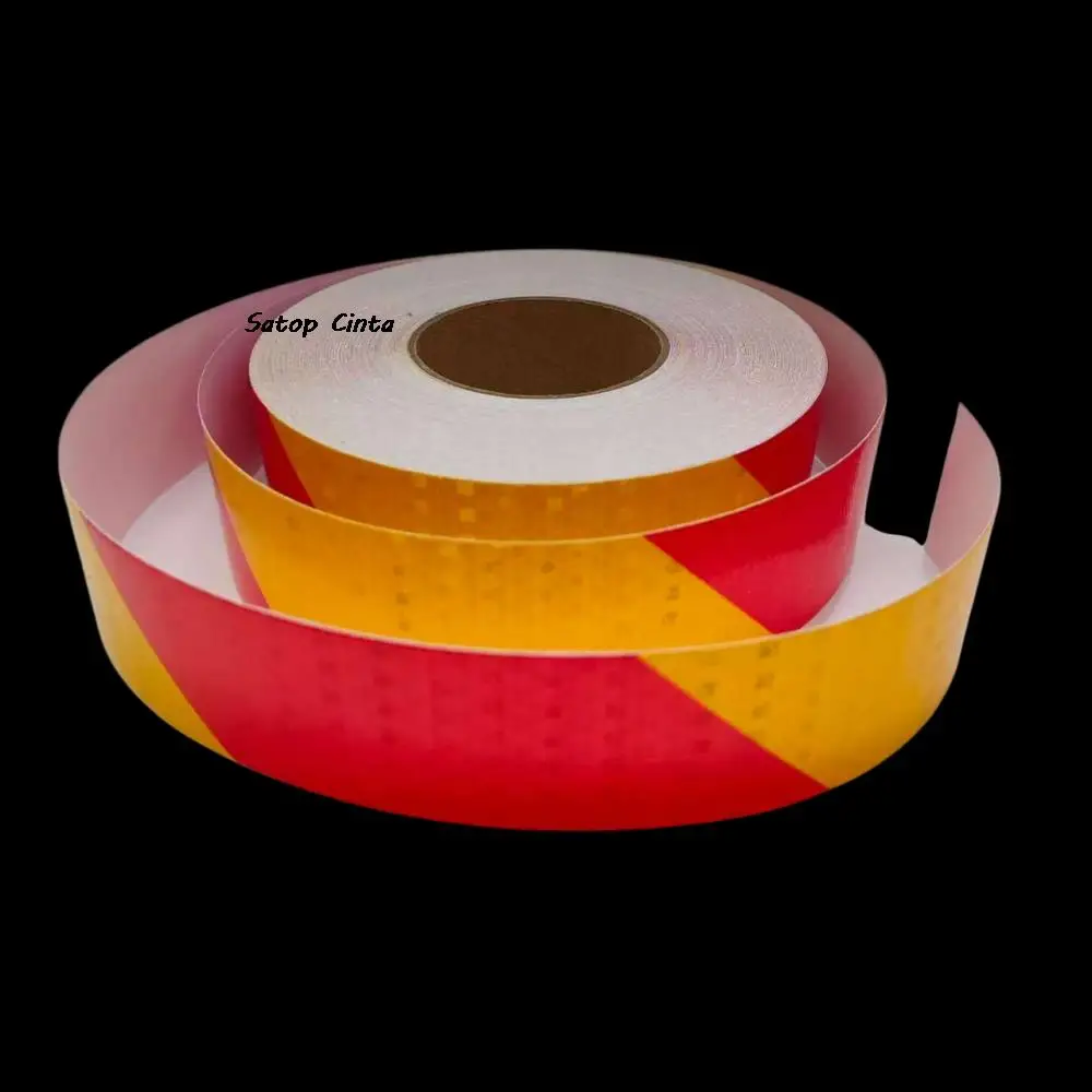 5cm/10cm/15cm/20cm*5M Right Twill Yellow-Red Reflective Stickers High Intensity Reflectors Material Waterproof Tapes For Vehicle