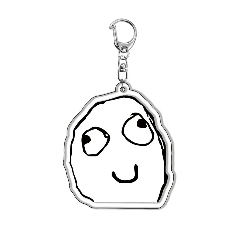 Funny Troll Face Keychains No Me Gusta Rage Forever Alone Pendant Key Chain Acrylic Keyring Bags Car Charm Comic Fans Gift image 3