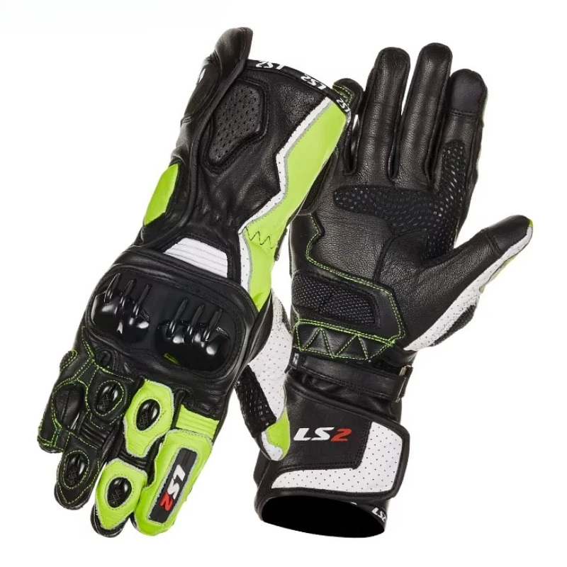 

Four Seasons Motorcycle Gloves Genuine Cowhide Motorbike Touch Screen Gloves Wear-Resistant Motocross Full Finger Long Gloves