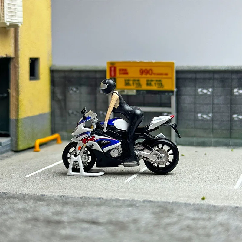1:64 Scale S1000RR Motorcycle And Doll Accessories Simulation Model As Static Collectible Toy Gift Decoration