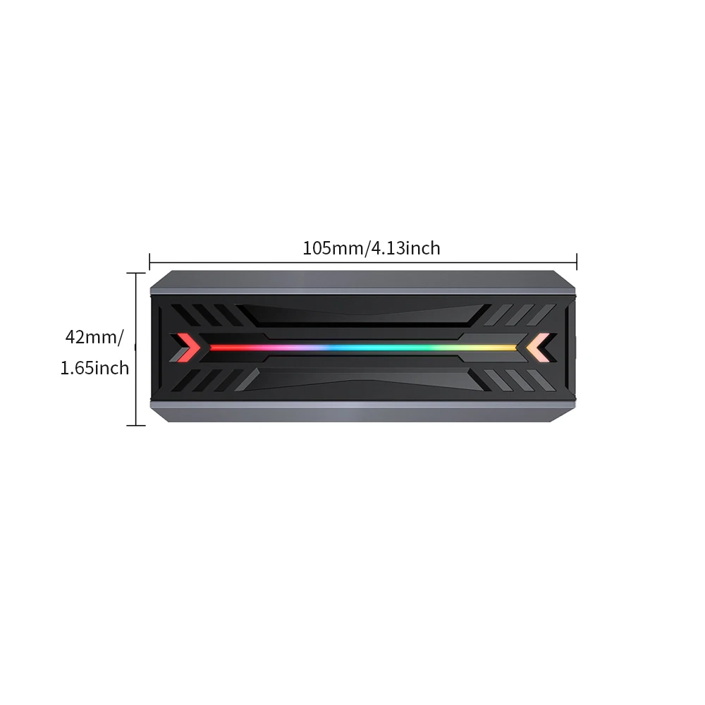 TISHRIC Hard Drive Enclosure  Aluminum Alloy Dual Protocol SSD Case M.2 NVME RGB Marquee Portable Hard Disk Box External USB 3.1