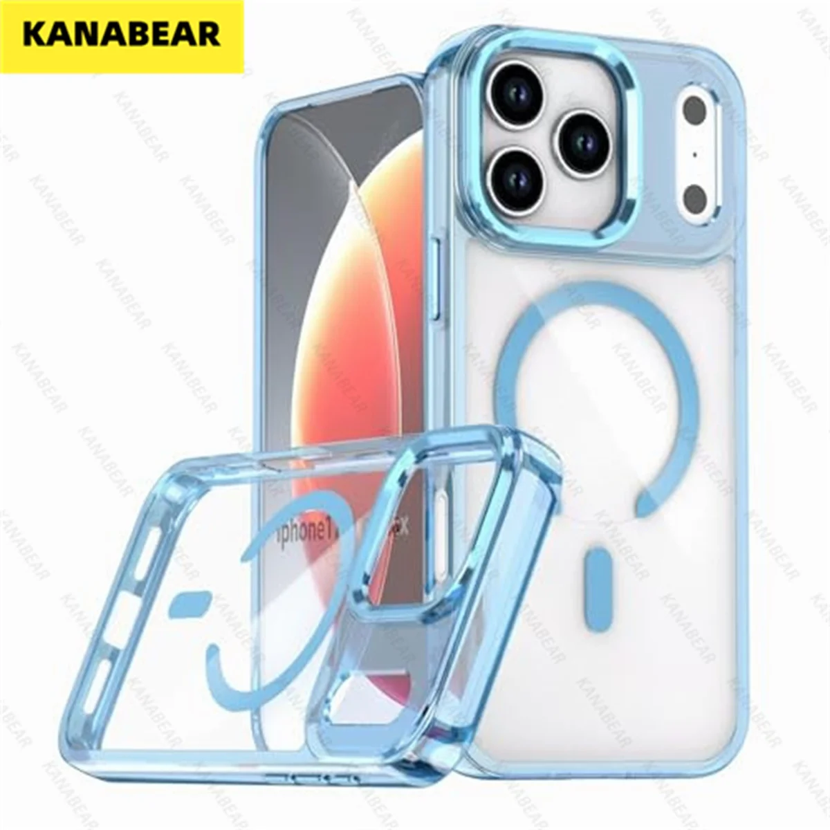 Funda magnética de metal de alta calidad para iPhone 16 Pro Max/17 - Cubierta premium a prueba de golpes de cuerpo completo teñida de dos tonos con cristal de hielo