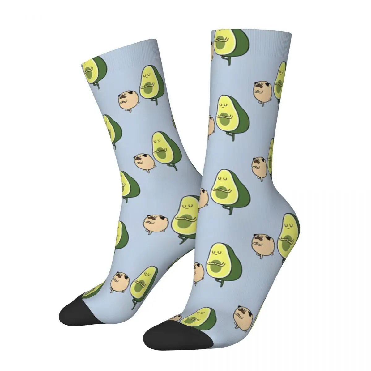 

Hip Hop Retro Pug And Avocado Yoga Crazy Men's compression Socks Unisex Avocado Yoga Harajuku Pattern Printed Funny Crew Sock