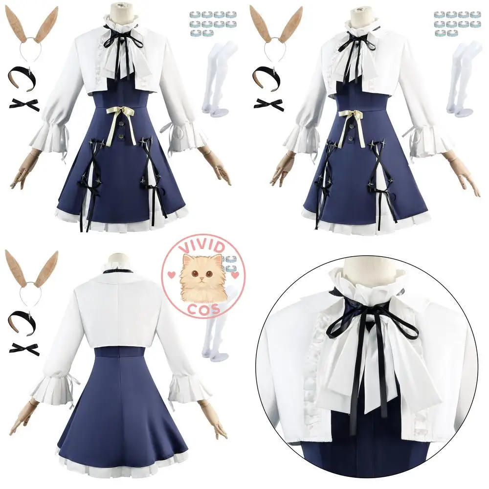 

Game Arknights Cosplay Costume Anime Amiya Fashion Blue Uniform Set Cute Role Play for Women Anime Convention Halloween Party