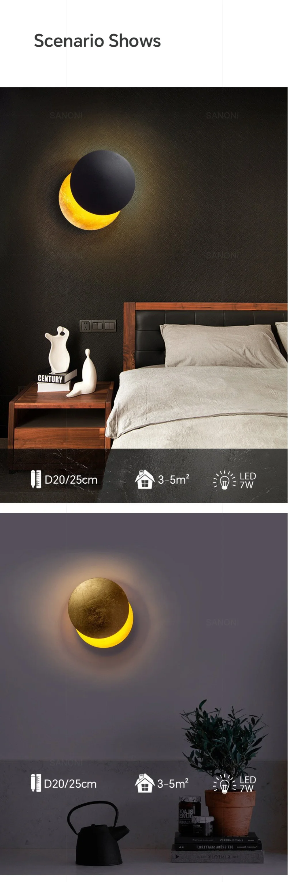 Modern LED Aisle Wall Lamp for Bedroom Bedside Living Room Stairs Corridor Eclipse Sconce Home Decor Lighting Fixture Luster