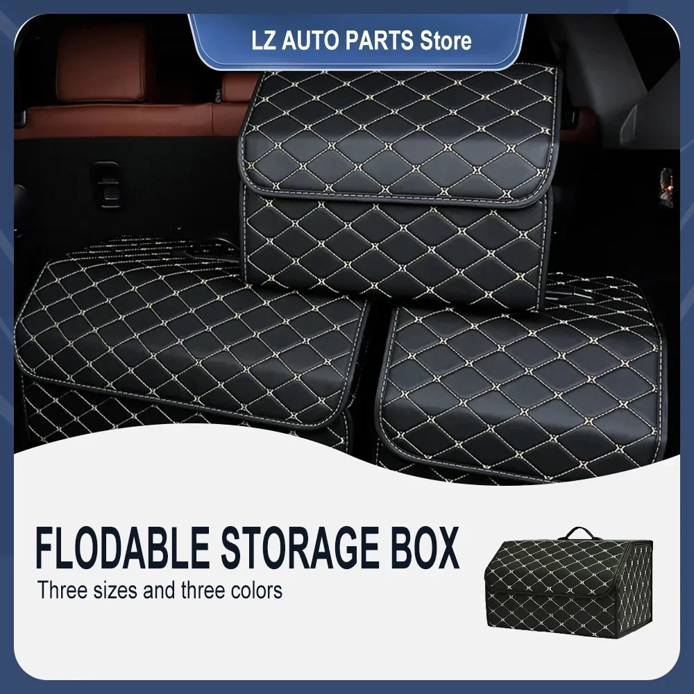 

Car Trunk Storage Box Large Capacity Auto Multiuse Tools Organizer Box Stowing Tidying Leather Folding for Emergency Storage Box