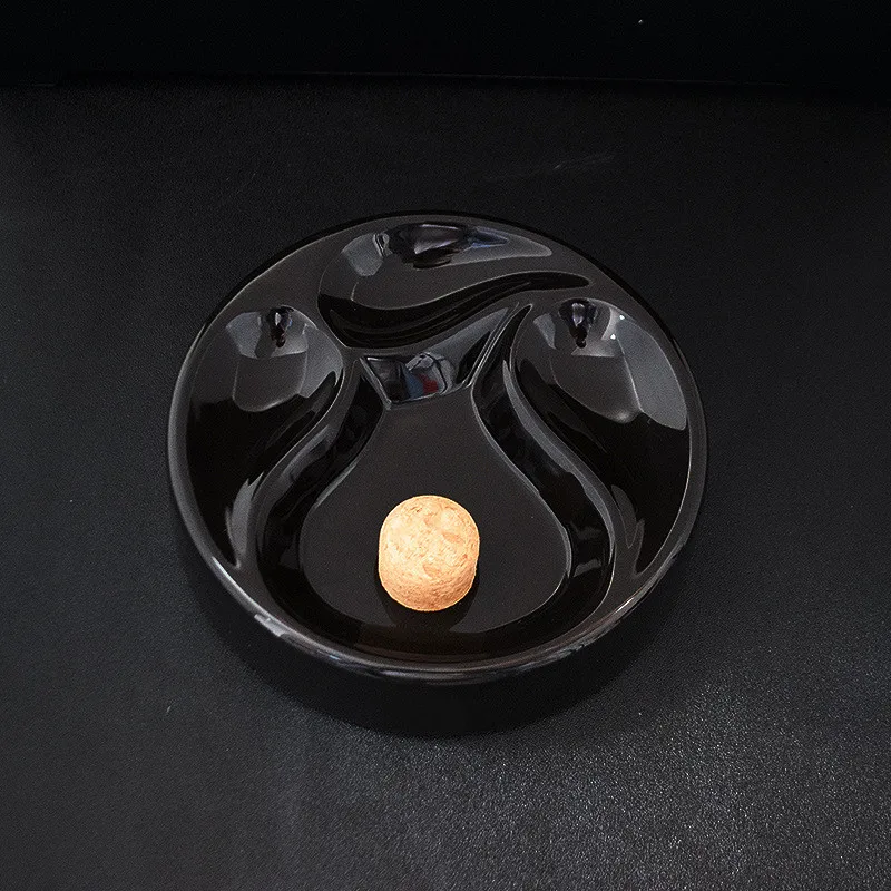 Black Round Pipe Ashtray Fashion Ceramic Portable Home Ashtray Cigar Accessories