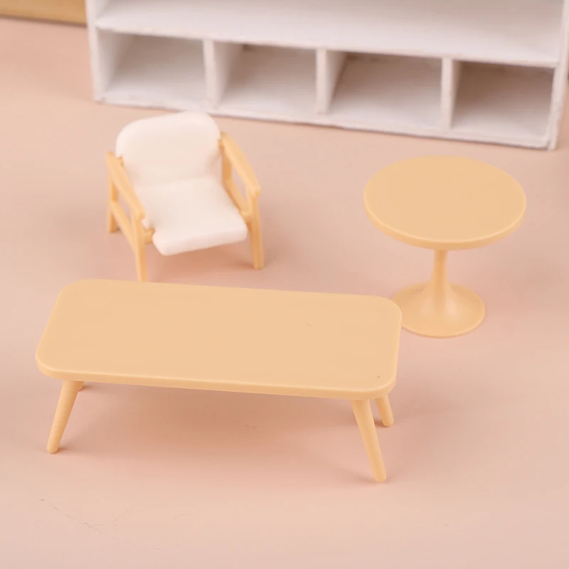 Simulación de casa de muñecas, mesa de té, silla, sofá, modelo, casa de muñecas en miniatura, sala de estar, Mini muebles, accesorios de decoración, juguete, 1/12