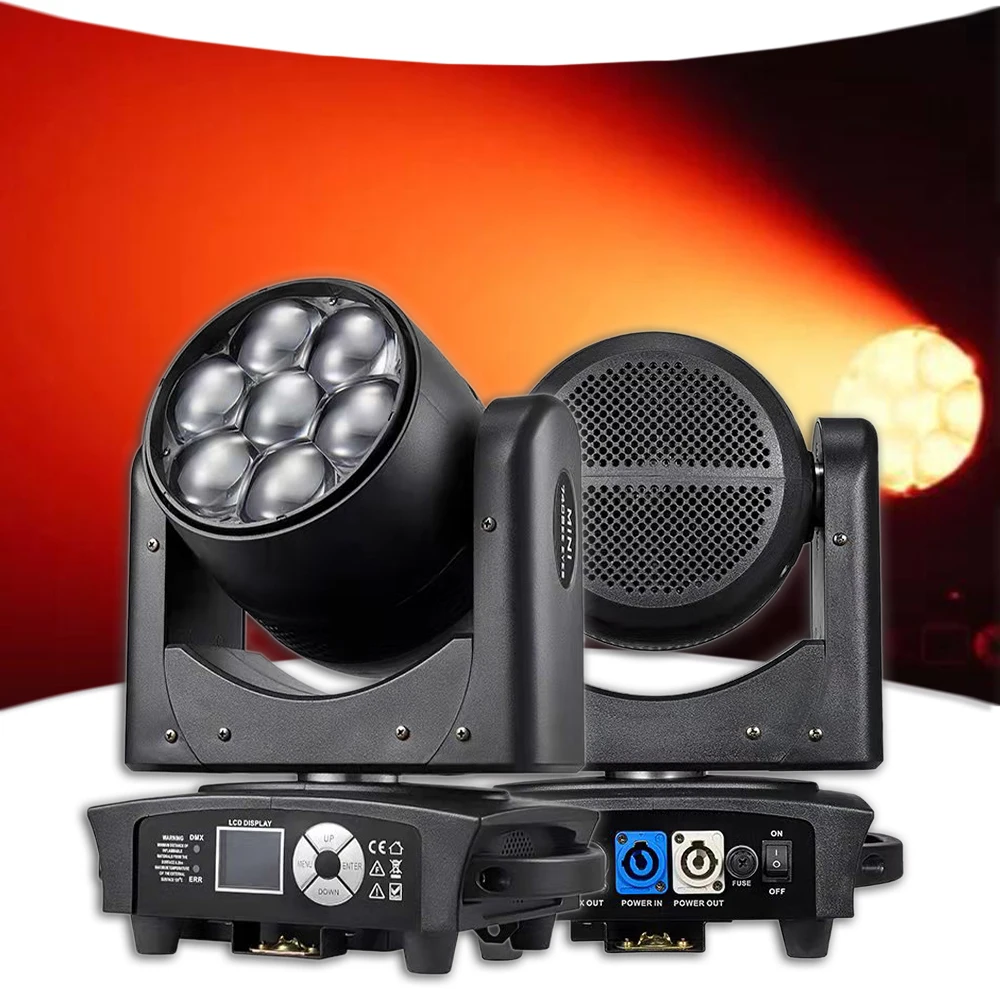 YUER 7x40W RGBW LED Moving Head Zoom Wash Lights Effects Auto DMX Control Disco Professional DJ Wedding concert party Stage