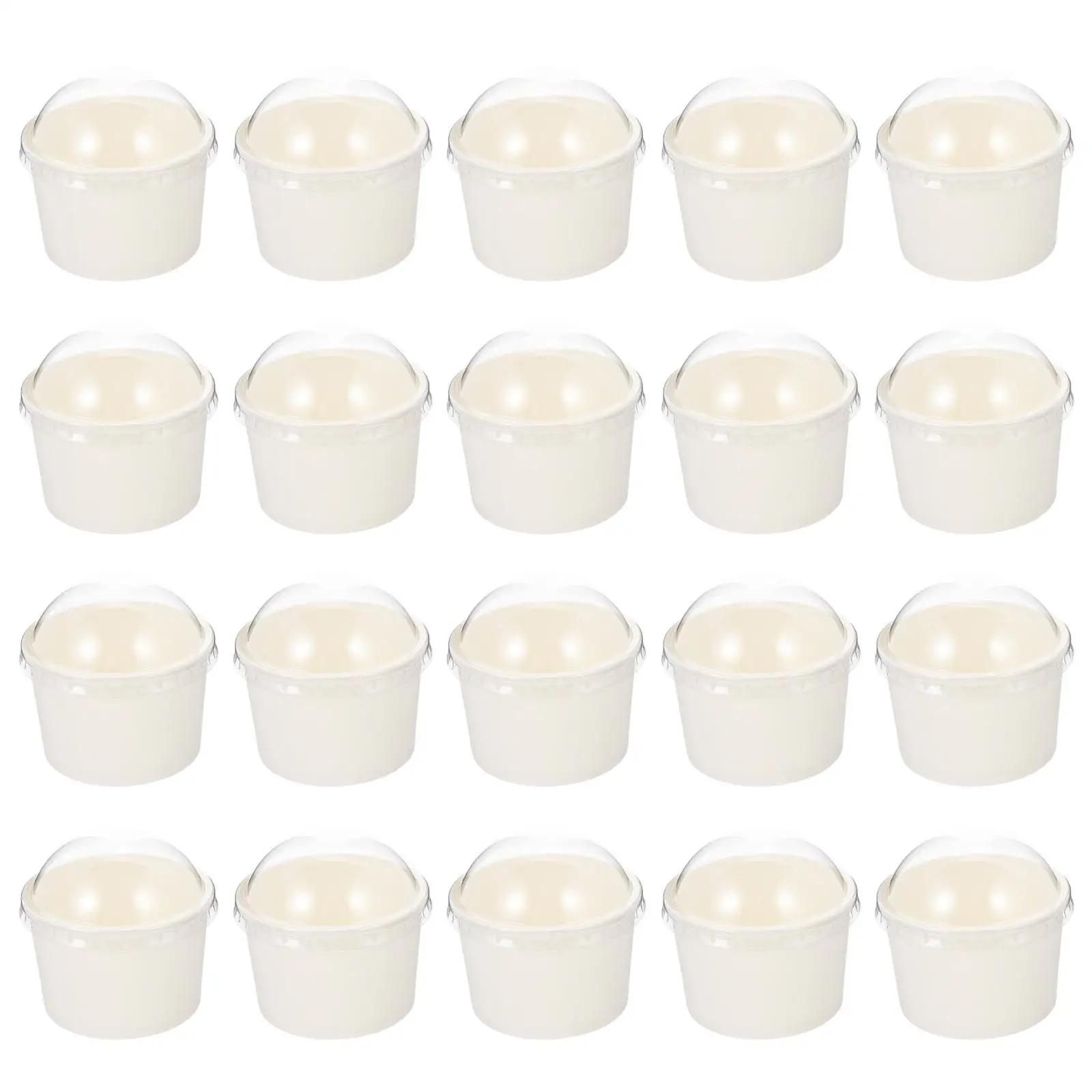 

50pcs Ice Paper Cups with Dome Lids for Desserts Snacks Cold Hot Food Storage Ice Cream Paper Cup Serving No Printing