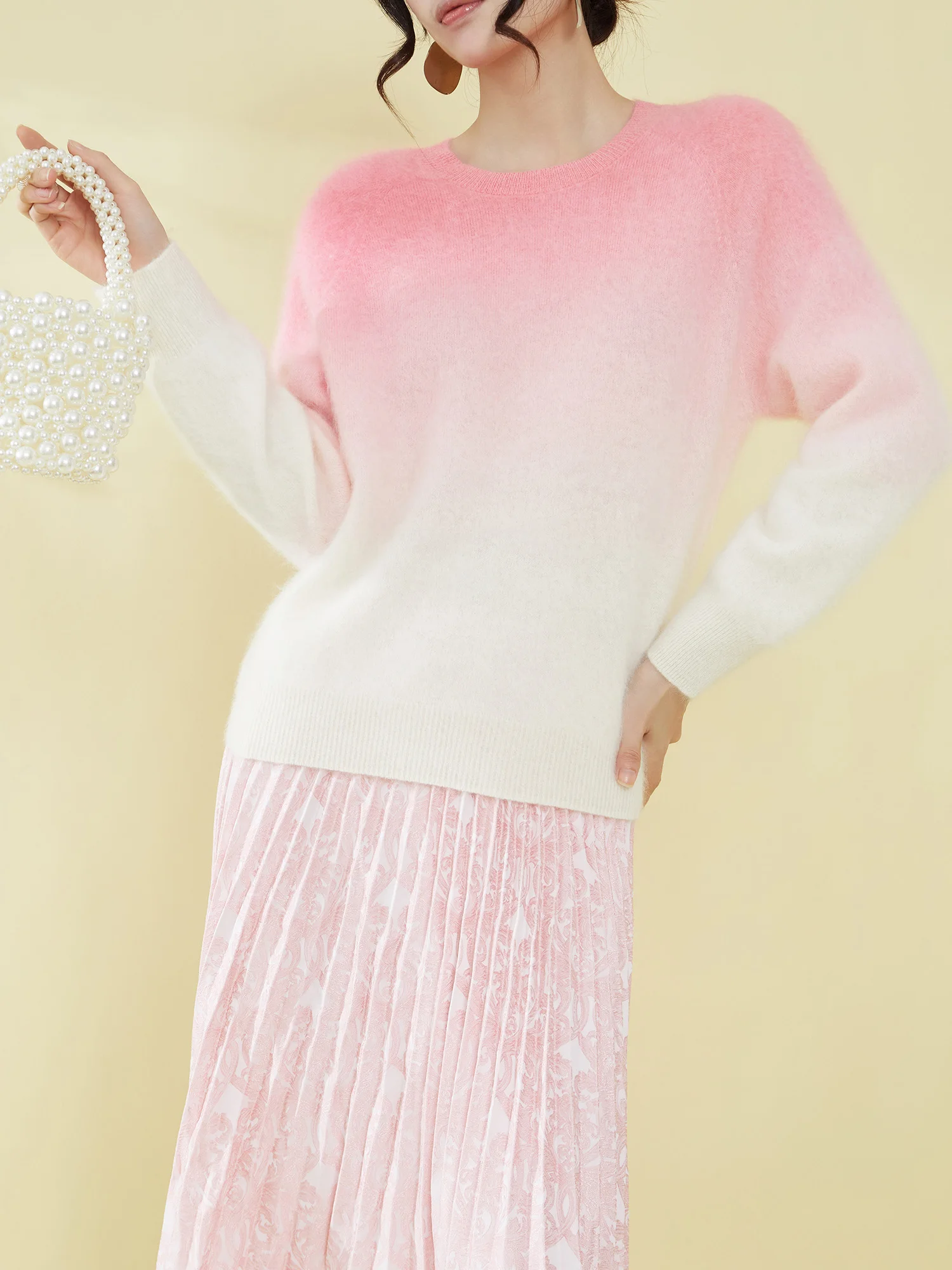 

Женский вязаный свитер Flowing Era Adient Pink с круглым вырезом, новинка 2025 года, повседневный, комфортный, с длинными рукавами, теплый осенний топ