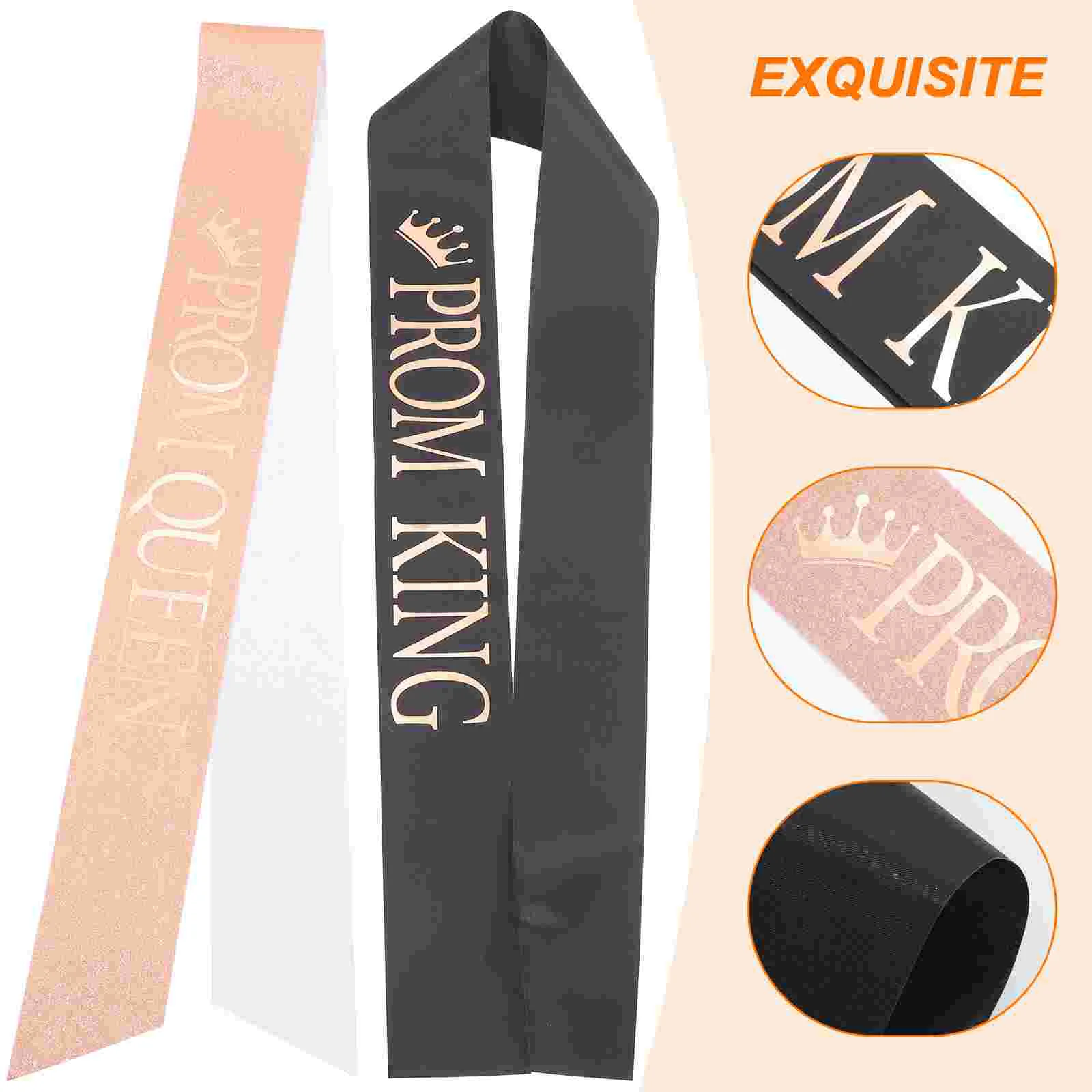 2 Pcs Graduation Ceremony Belt Prom Decorations Queen Cloth Sash Ceremonial and King