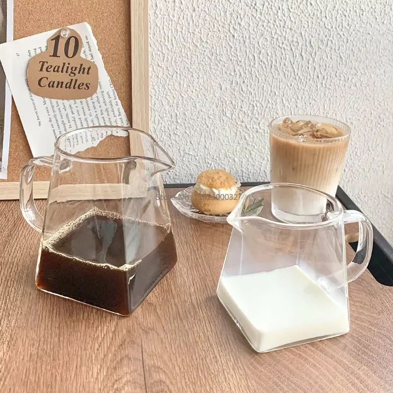 350/550ml Glass Pitcher Milk  Pitcher Mini Glass Pitcher Transparent Coffee  Tea Milk Pourer Glass Creamer Pot