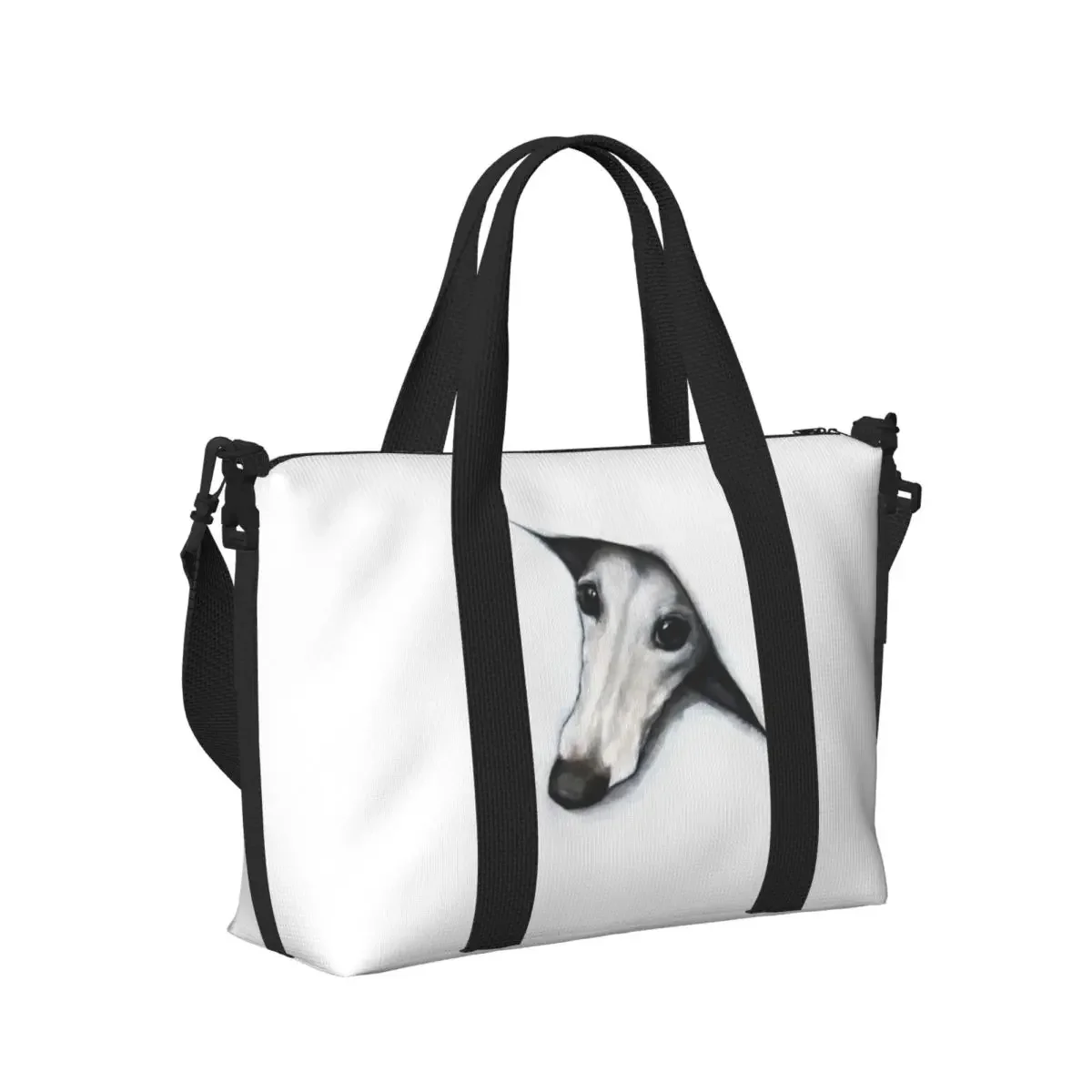 Custom Whippet Peeping Whippet Tote Bag for Women Big Capacity Greyhound Lurcher Dog Gym Beach Travel Bags