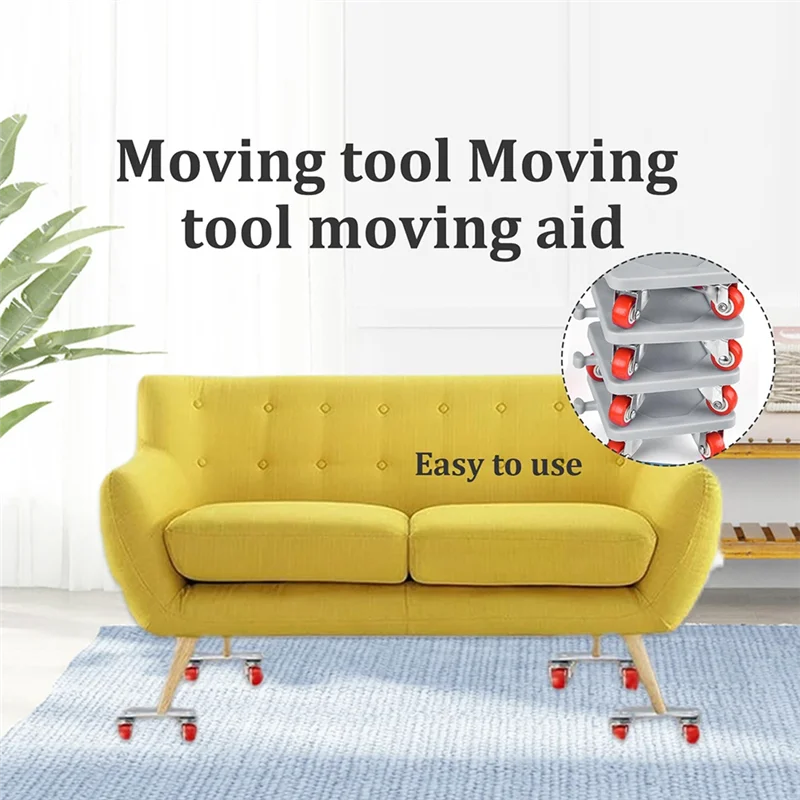 【ของขวัญ】ชุดเครื่องมือขนย้ายเฟอร์นิเจอร์แบบหนักพร้อมล้อเลื่อน 4 ล้อ สำหรับเคลื่อนย้ายสิ่งของ