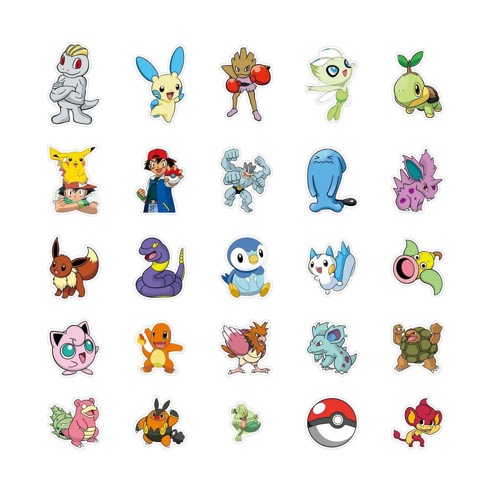 50/100PCS Pikachu Anime Pokemon Stickers for Laptop Suitcase Skateboard Guitar Phone Cartoon  Kawaii Sticker Kid Gift Toys