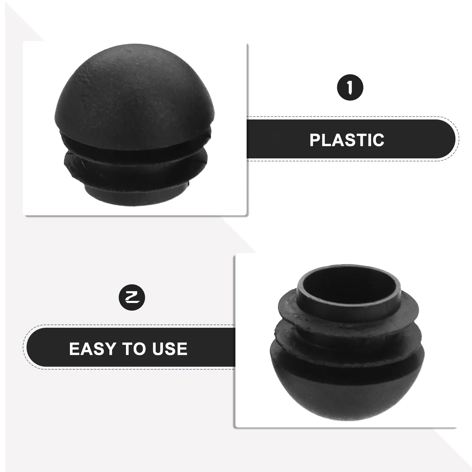 100Pcs Black Round Plastic End Caps Tube Plugs Half Sphere Fit for Furniture Chair Tubing Metal Pipe Covers Leakage Seal Tubing - view 3