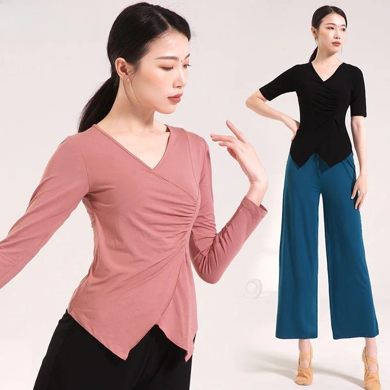 

Modern Dance Clothes Short Sleeve Spring Summer Sports Dancing Clothes Loose Long Sleeve Adult Modal Practice Dancewear